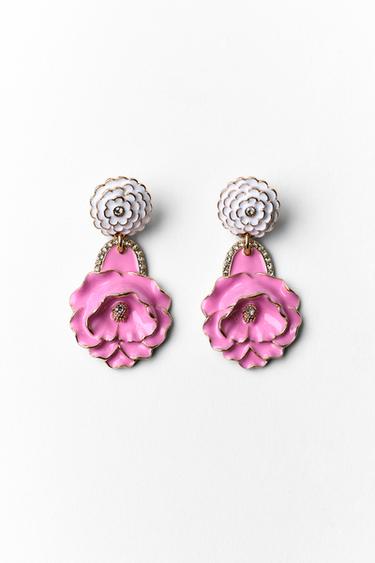 PENDIENTES FLOR ESMALTADA - Rosa de Zara