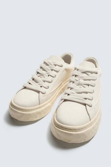 FABRIC CHUNKY TRAINERS - White by Zara - Image 4