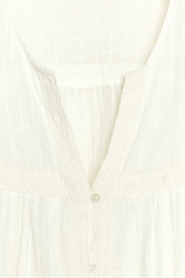 BLOUSE BRODÉE MANCHE AMPLE - Blanc cassé de Zara - Image 7
