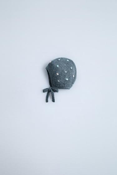 SPOT PRINT KNIT BONNET - Blue grey by Zara - Image 0
