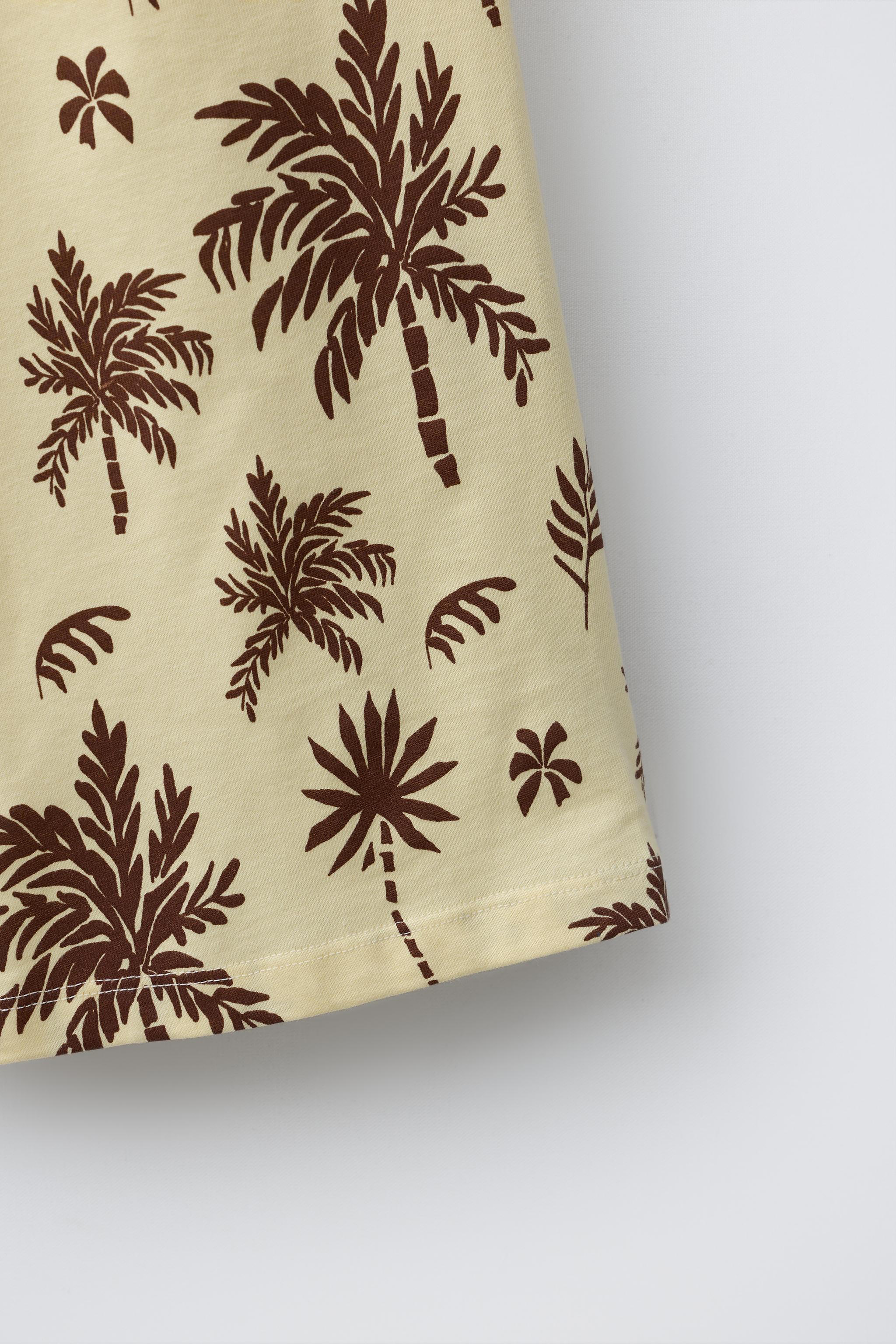PALM TREE WIDE LEG PANTS - Yellow | ZARA United States