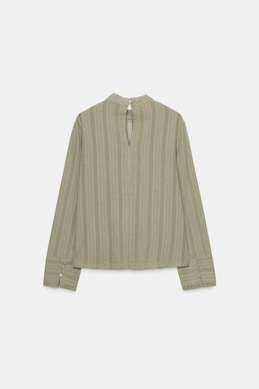 ROMANTIC LACE TRIM SHIRT - mid khaki by Zara - Image 5