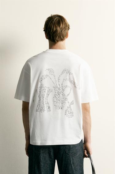 CAMISETA RELAXED FIT LETRAS FLOR - Blanco de Zara