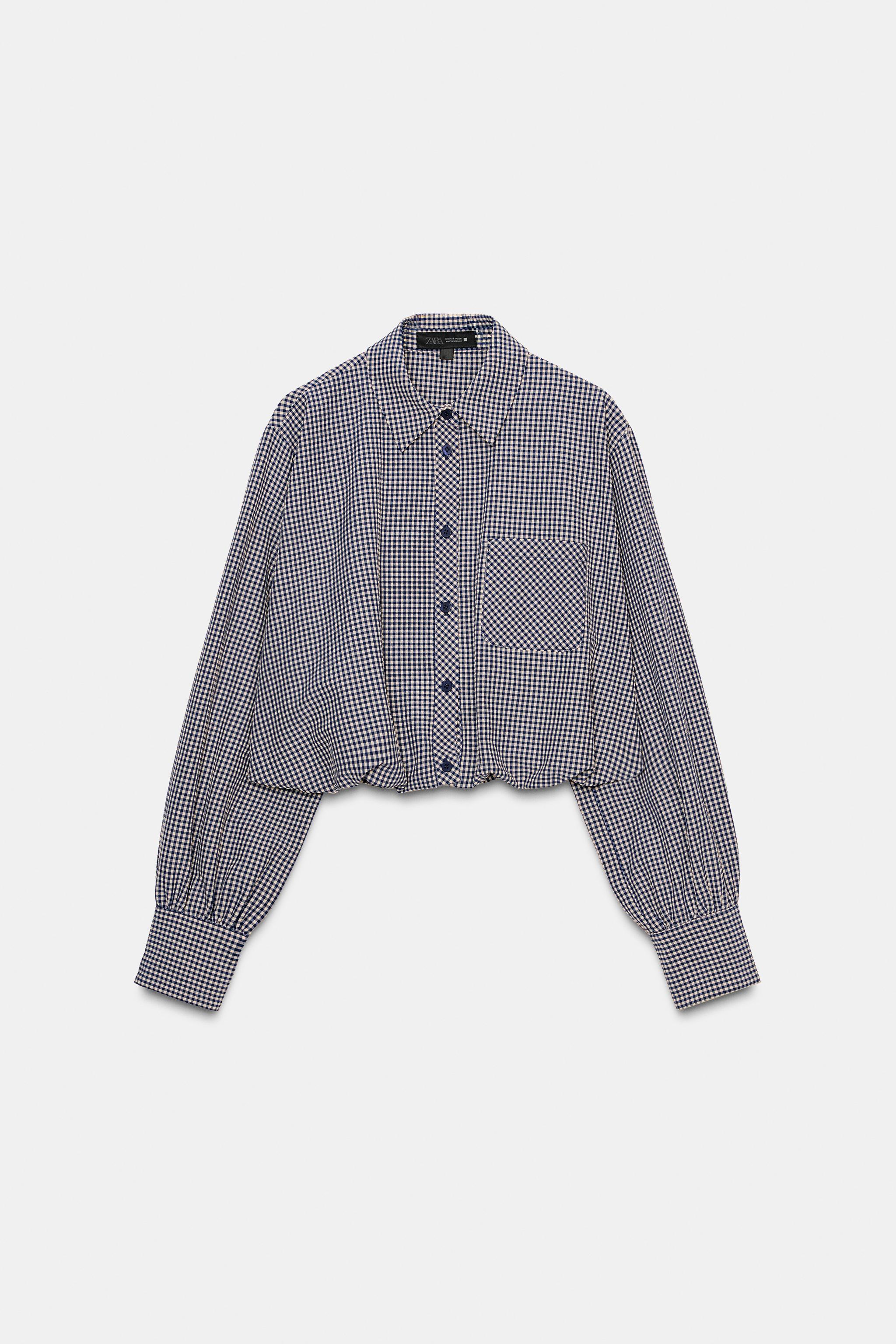 GINGHAM PRINT BALLOON SHIRT