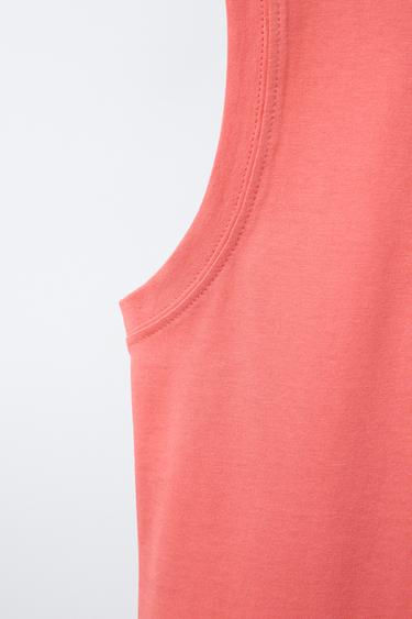 PRINTED SLEEVELESS T-SHIRT - Coral by Zara - Image 3