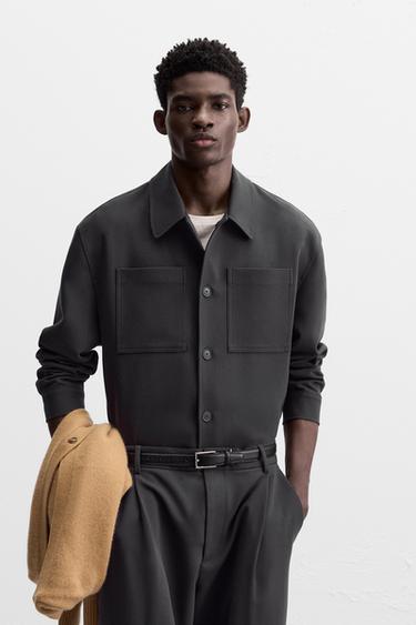 Zara BOXY FIT OVERSHIRT - Gray