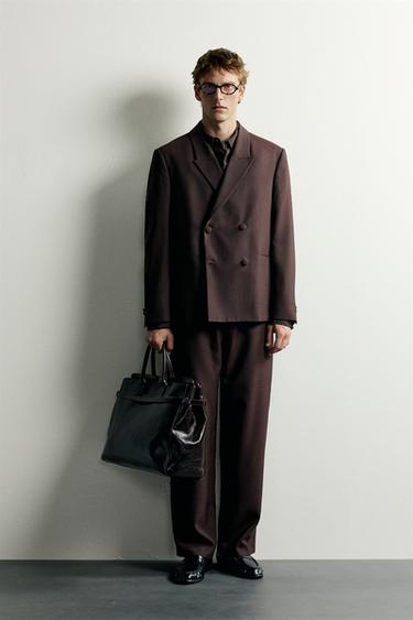 BLAZER CRUZADA TRAJE - Marrón oscuro de Zara - Imagen 0