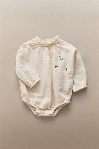 COTTON MUSLIN BABY ROMPER - Cream by Zara