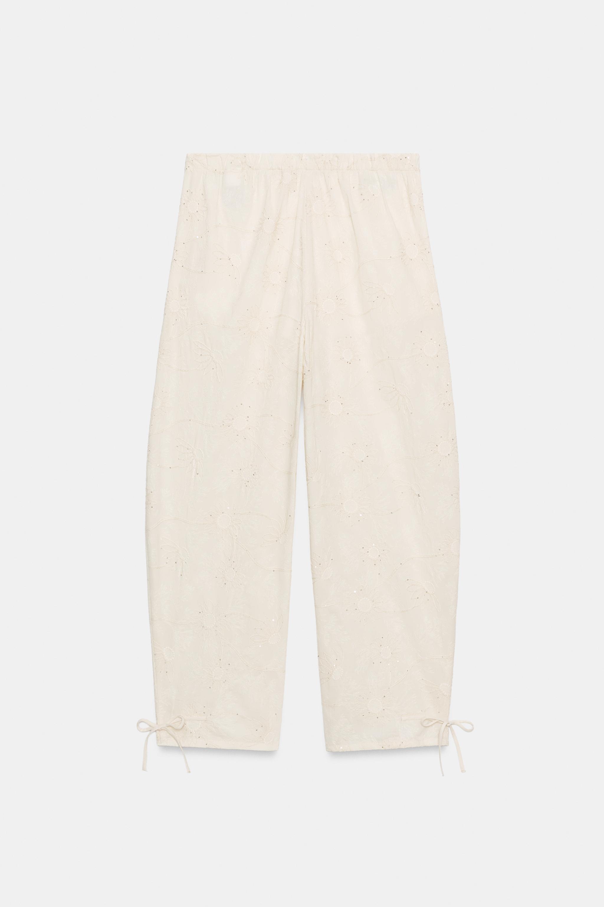 Женские брюки Zara SEQUIN EMBROIDERED BLOOMER PANTS — фото 9