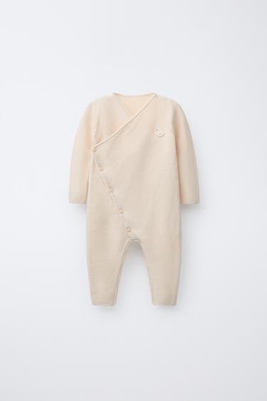 QUIMONO DE MALHA PATINHO BORDADO - Creme da Zara