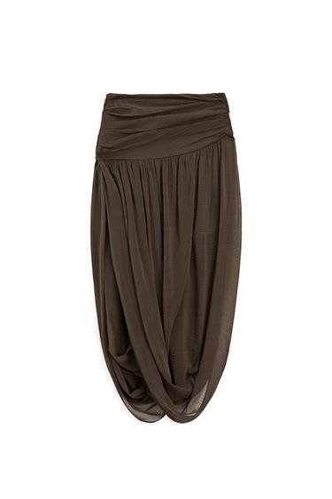 Zara Midi skirt with puff detail - LIMITED EDITION - Brown