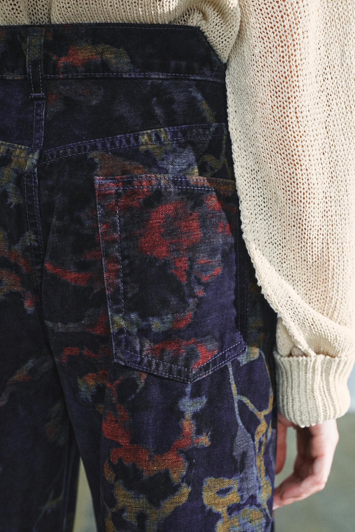 Женские джинсы Zara ZW Collection Baggy-Fit Mid-Rise Floral, цвет: Синий — фото 4