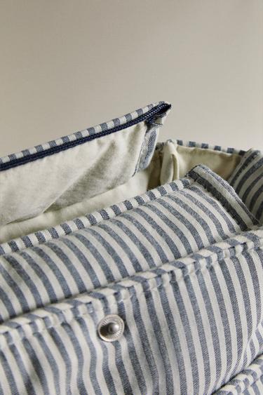 STRIPED COTTON MATERNITY BAG - Grey Zara