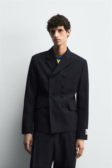 Zara DOUBLE-BREASTED BLAZER HARRY LAMBERT FOR ZARA X DISNEY - Navy blue
