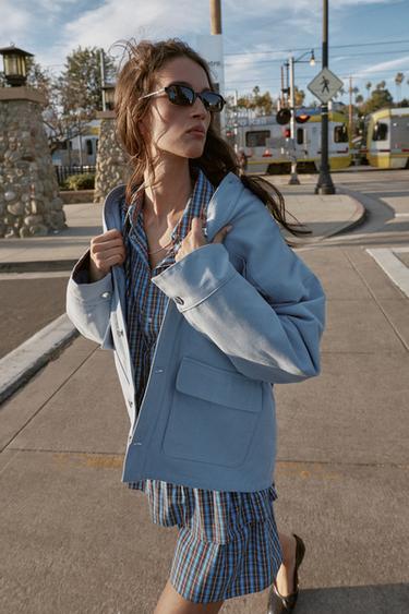 CHAMARRA ACOLCHADA CUELLO COMBINADO - Celeste de Zara