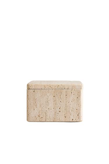 BEIGE MARBLE BATHROOM ORGANISER BOX - Beige by Zara