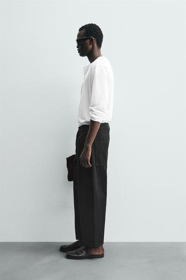 TAPERED WIDE-LEG JEANS - Black by Zara - Image 3