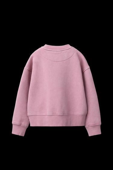 Zara WASHED EFFECT PATCHES SWEATSHIRT - Pink