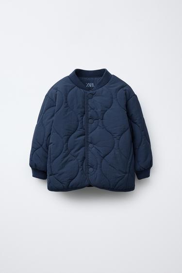 Zara PUFFER BOMBER JACKET - Blue