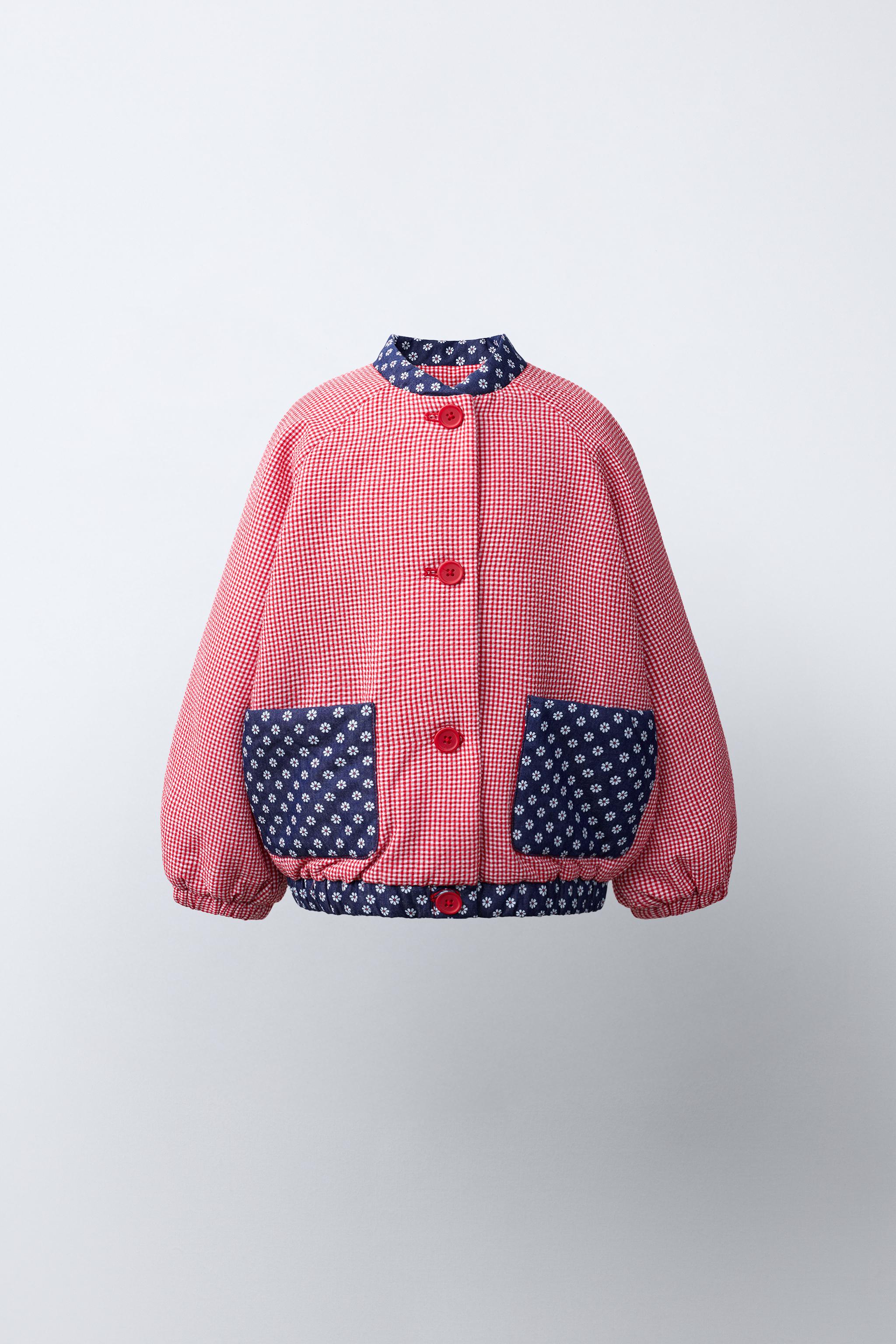 Детские куртки Zara GINGHAM AND FLORAL BOMBER JACKET — фото 2