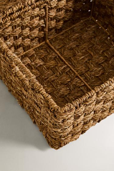 RECTANGULAR SEAGRASS BASKET WITH LID - Light beige by Zara - Image 2