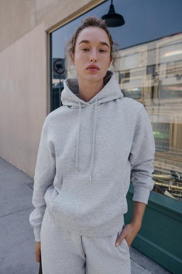 SWEAT BASIQUE À CAPUCHE - Gris chiné de Zara - Image 1
