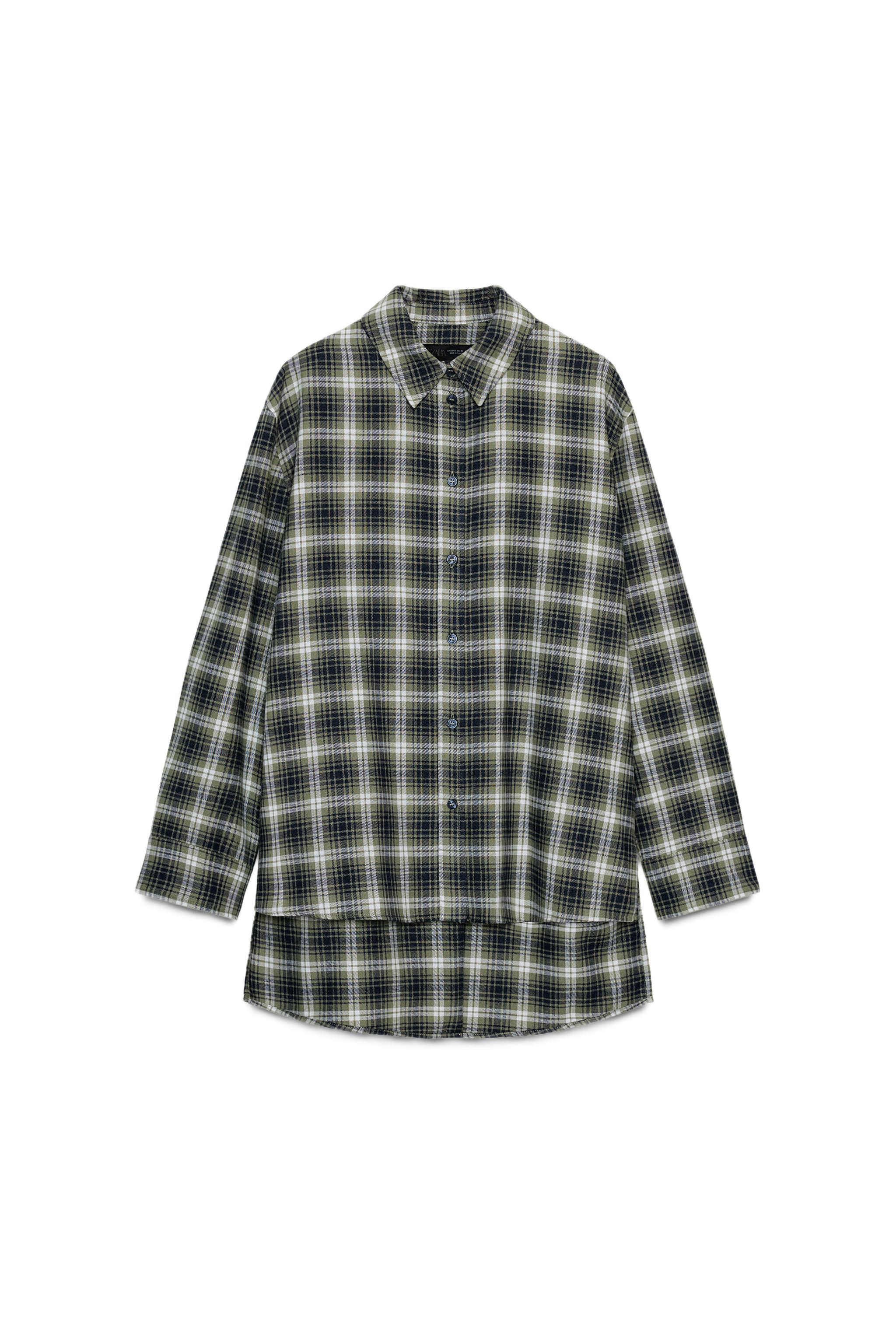 OVERSIZE CHECK SHIRT ZW COLLECTION - Greys | ZARA South Africa