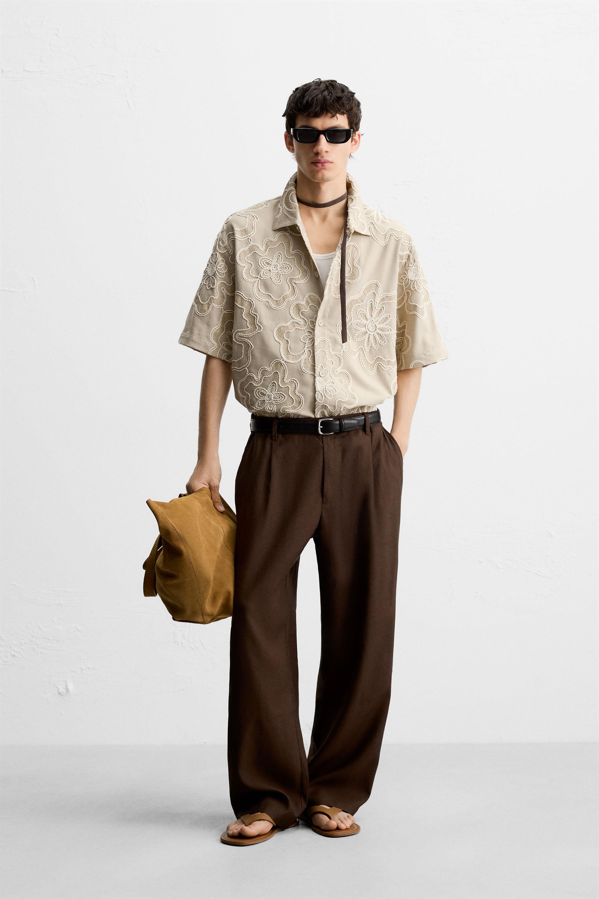 【ZARA】フラワー柄シャツ 空色 | 4494/151/403 04494151403-a1.jpg?ts=