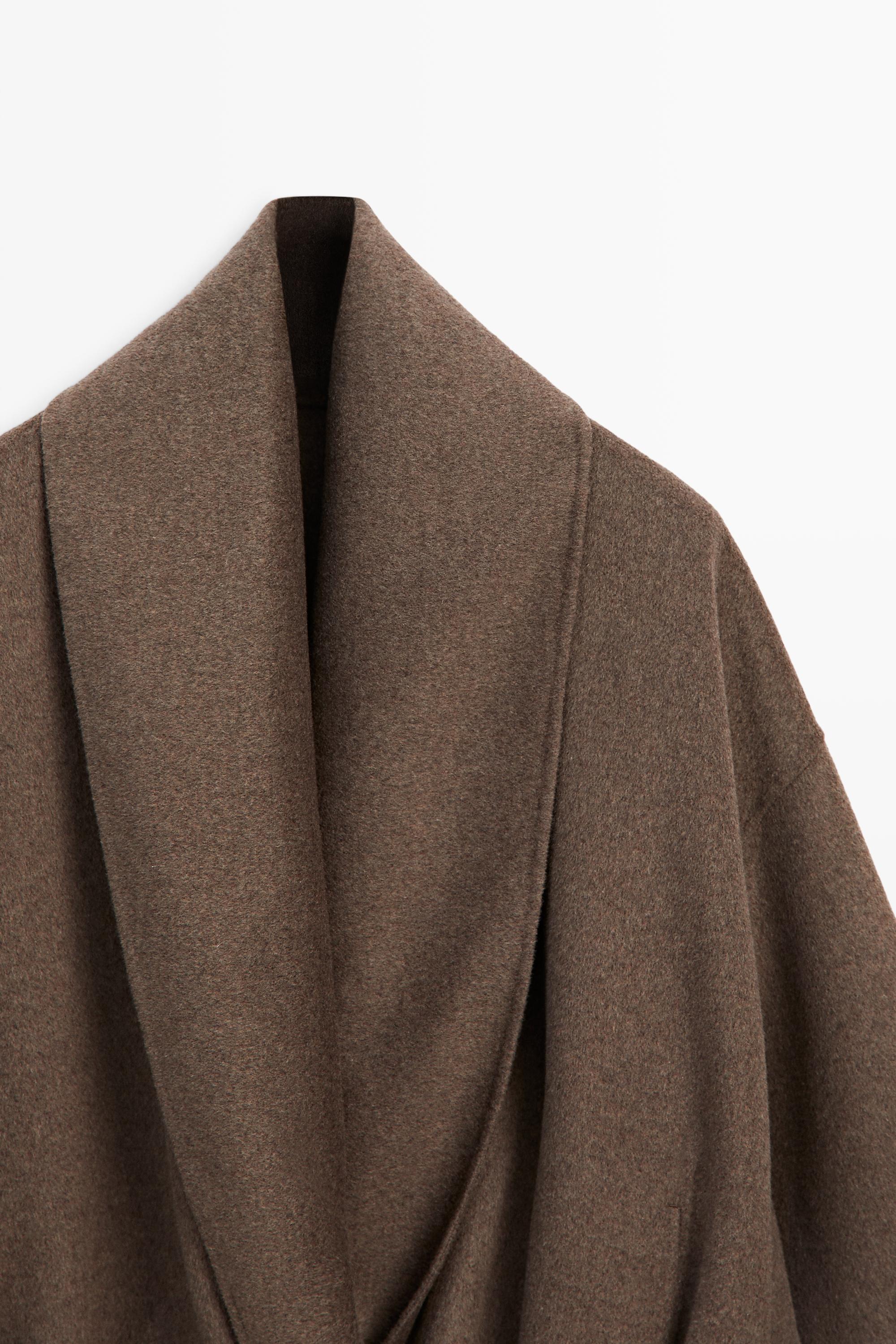 Wrap-style melange wool blend jacket — Black gold