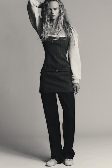 CONTRAST PINSTRIPE DRESS - Blue / Grey by Zara
