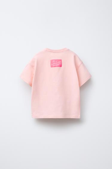 T-SHIRT IMPRIMÉ - Rose clair de Zara - Image 1
