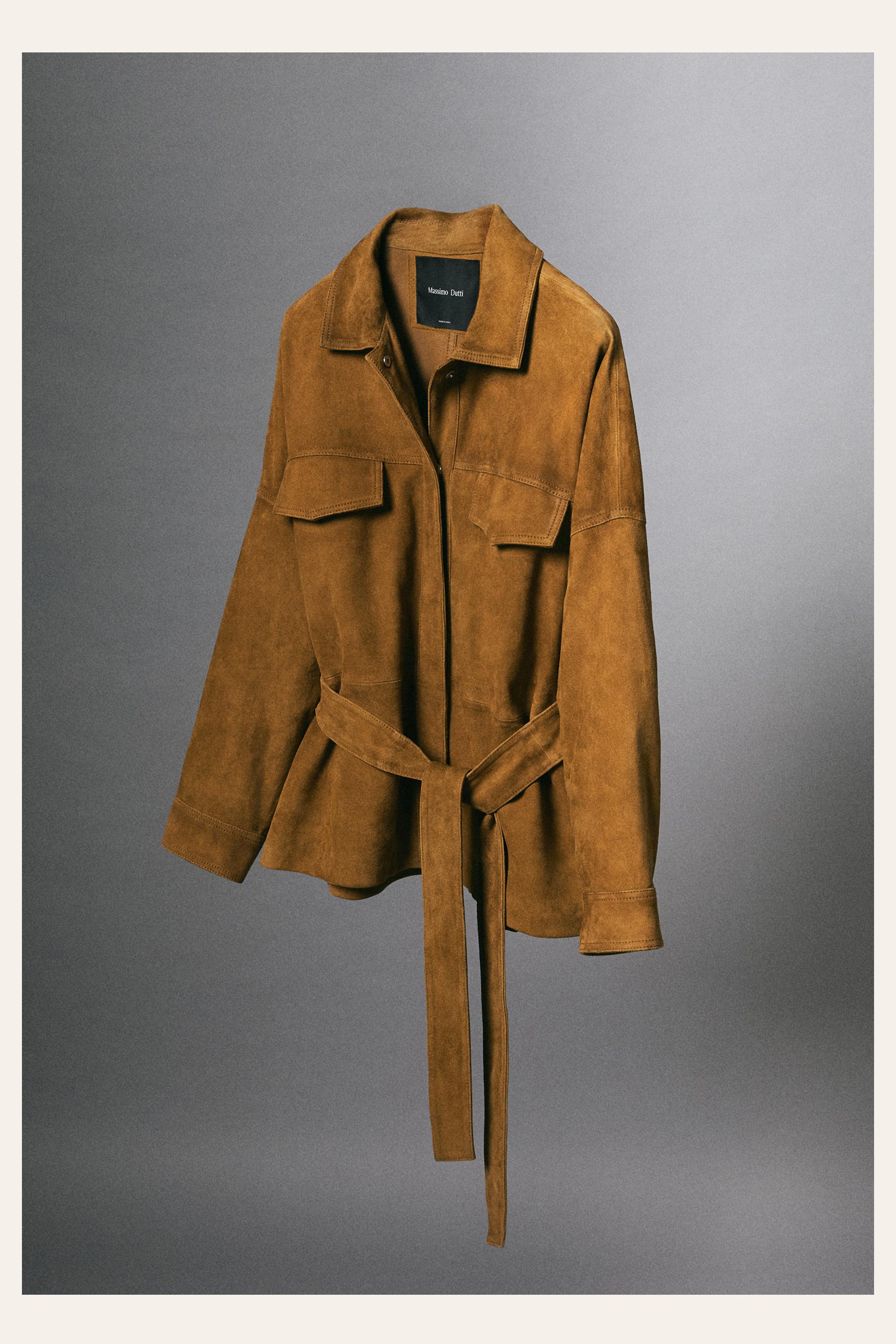 Suede leather jacket — Dark camel
