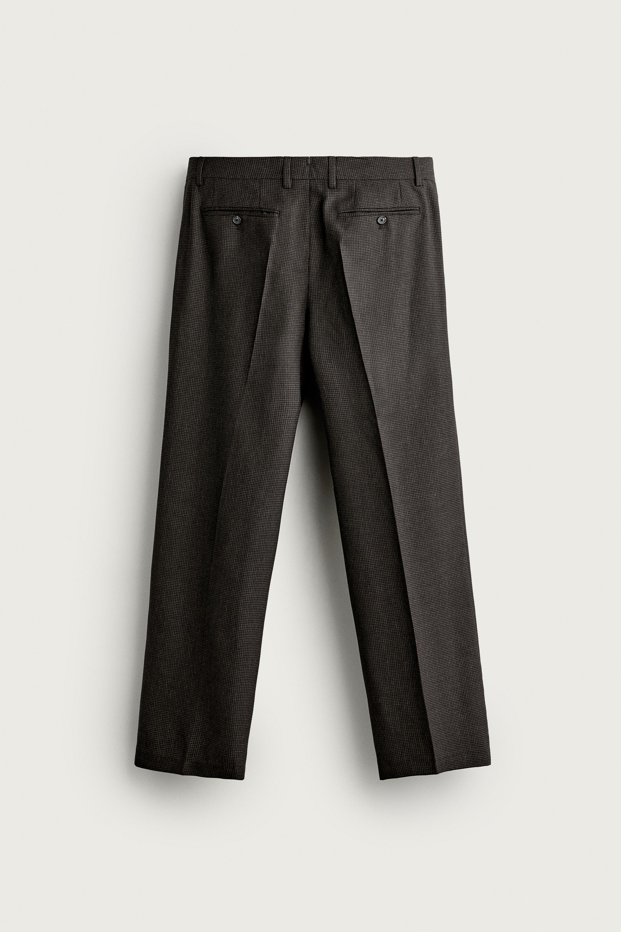 PANTALON COSTUME PIED-DE-POULE AVEC LAINE