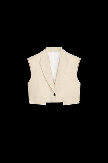 KURZER LEINENWESTE - Hellbeige von Zara - Bild 0