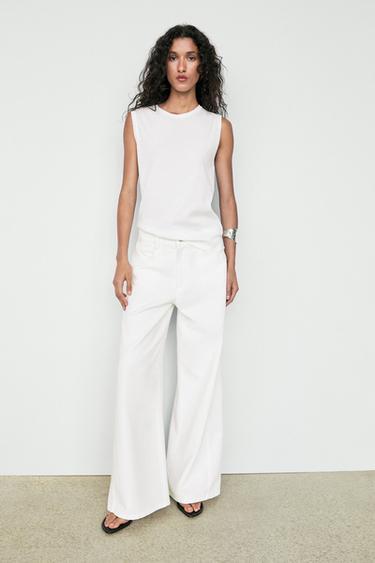 Zara 100% cotton sleeveless top - White