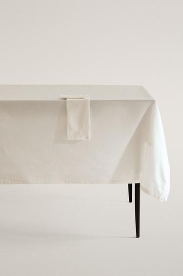 UNIFARBENE TISCHDECKE MIT WELLENKANTE - Weiß von Zara