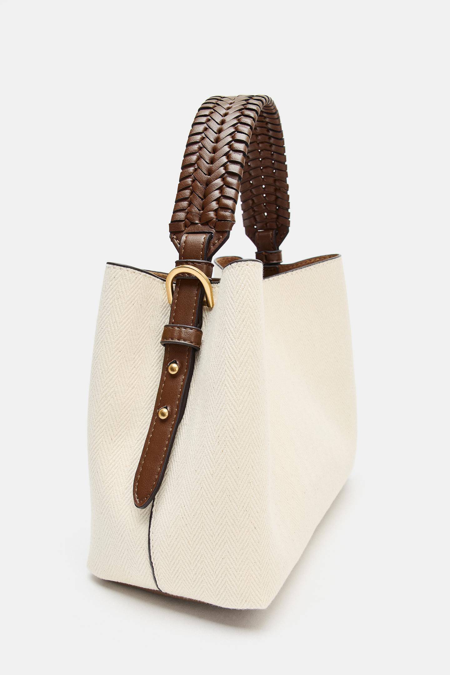 Женская сумка Zara Woven Strap Canvas, цвет: Светлый бежевый — фото 6