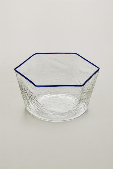 Zara HEXAGONAL BOROSILICATE GLASS BOWL - Blue