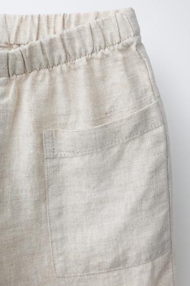 PANTALON BAGGY 100 % LIN - Beige clair de Zara - Image 2