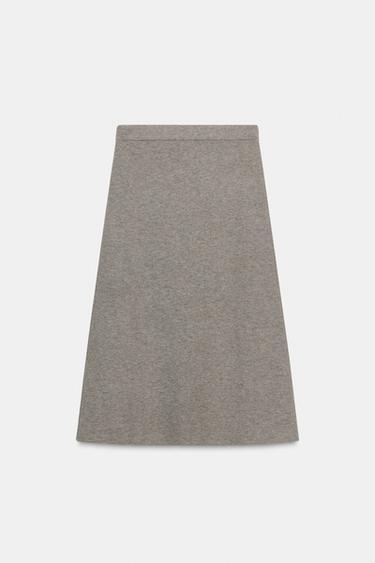 JUPE MI-LONGUE EN MAILLE - Sable / Chiné de Zara - Image 6