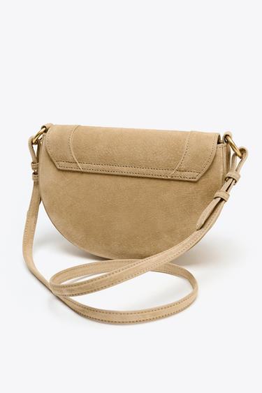 SPLIT LEATHER MAXI BUCKET BAG WITH HANDLE DETAIL - SAND/BROWN by Zara - Image 3