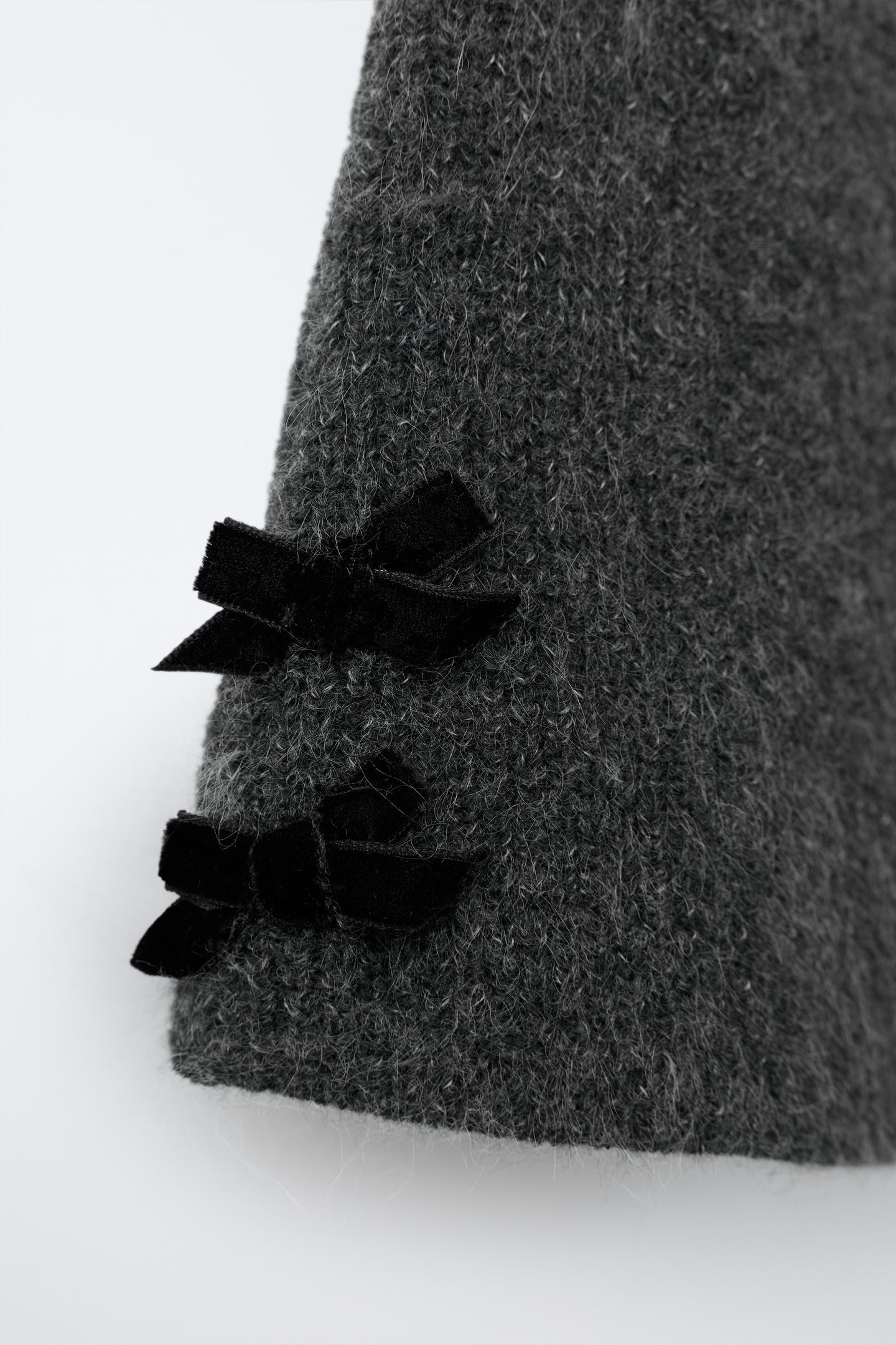 Детская юбка Zara Velvet Bow Knit, цвет: Серый меланжевый — фото 5