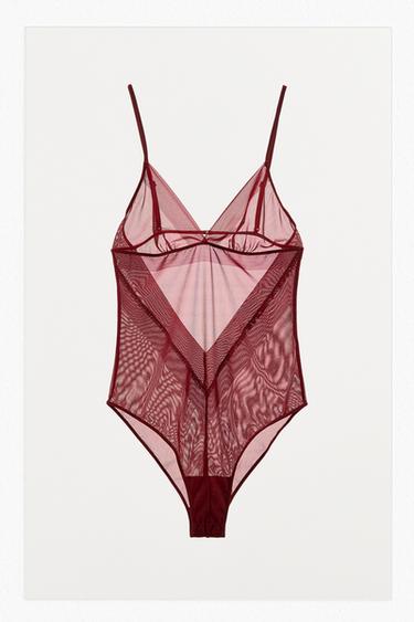 BODY TIRANTES MESH - Granate de Zara