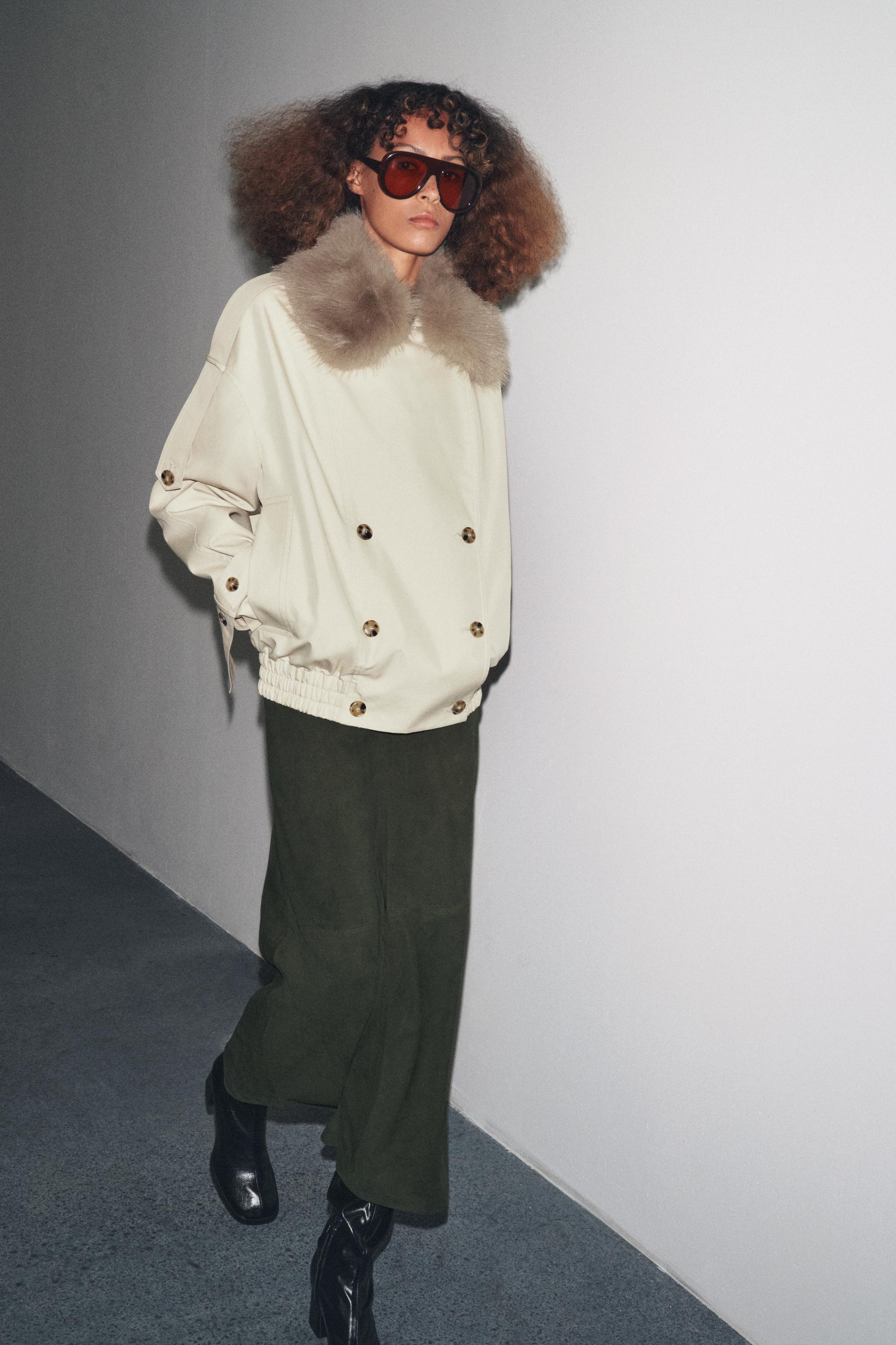 ZW COLLECTION WATER REPELLENT SHORT TRENCH COAT Ecru ZARA