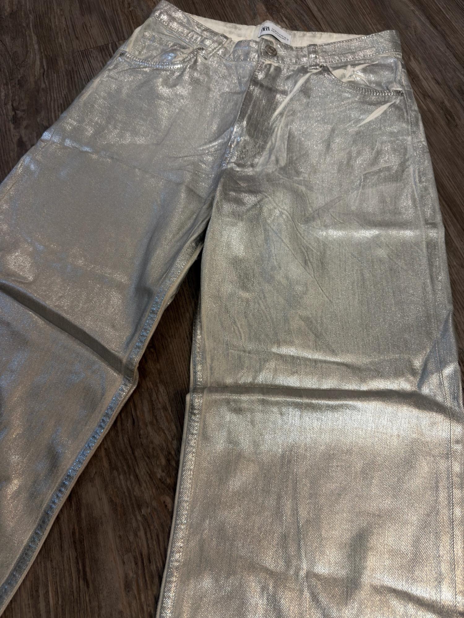 シーツ(シルバー) ZARA  TRF METALLIC HIGH RISE JEANS | SECOND HAND | Zara Preowned
