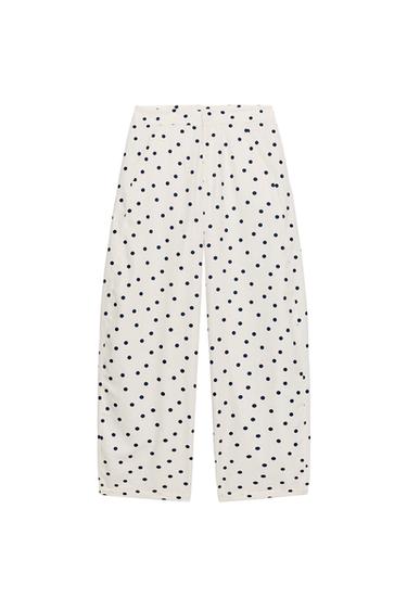 CALÇA BARREL DE BOLINHAS - Azul / Branco da Zara