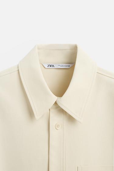 VISCOSE BLEND OVERSHIRT - Ecru by Zara - Image 8