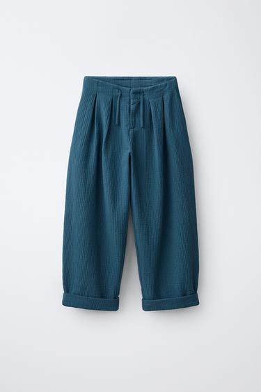 Zara 紋理燈籠長褲 - 深藍色