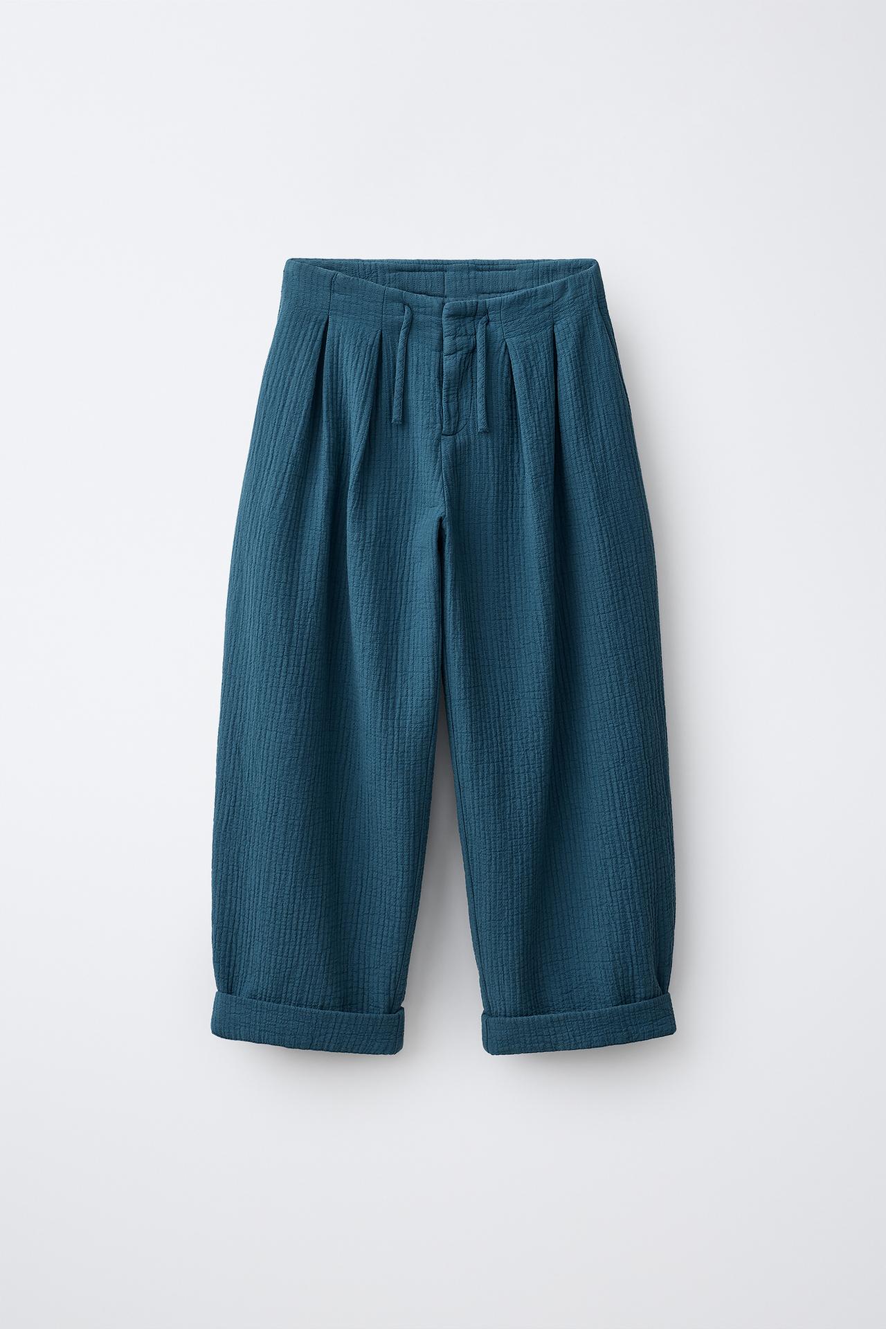 TEXTURED BALLOON PANTS — Bluish