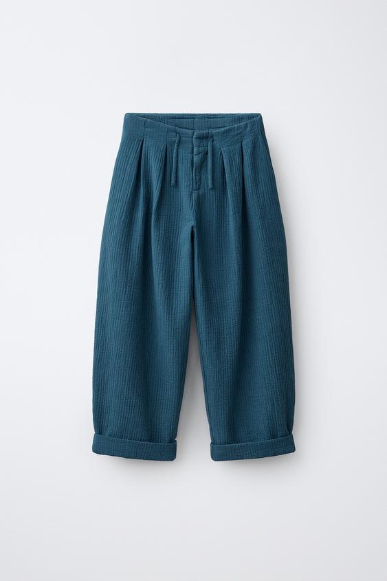 Zara PANTALONE BALON KROJA SA TEKSTUROM – plavkasta – Slika 0